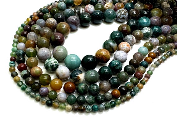 Natural Green Agate Beads, Green Fancy Agate Smooth Round Gemstone Beads (4mm 6mm 8mm 10mm 12mm) - PG306