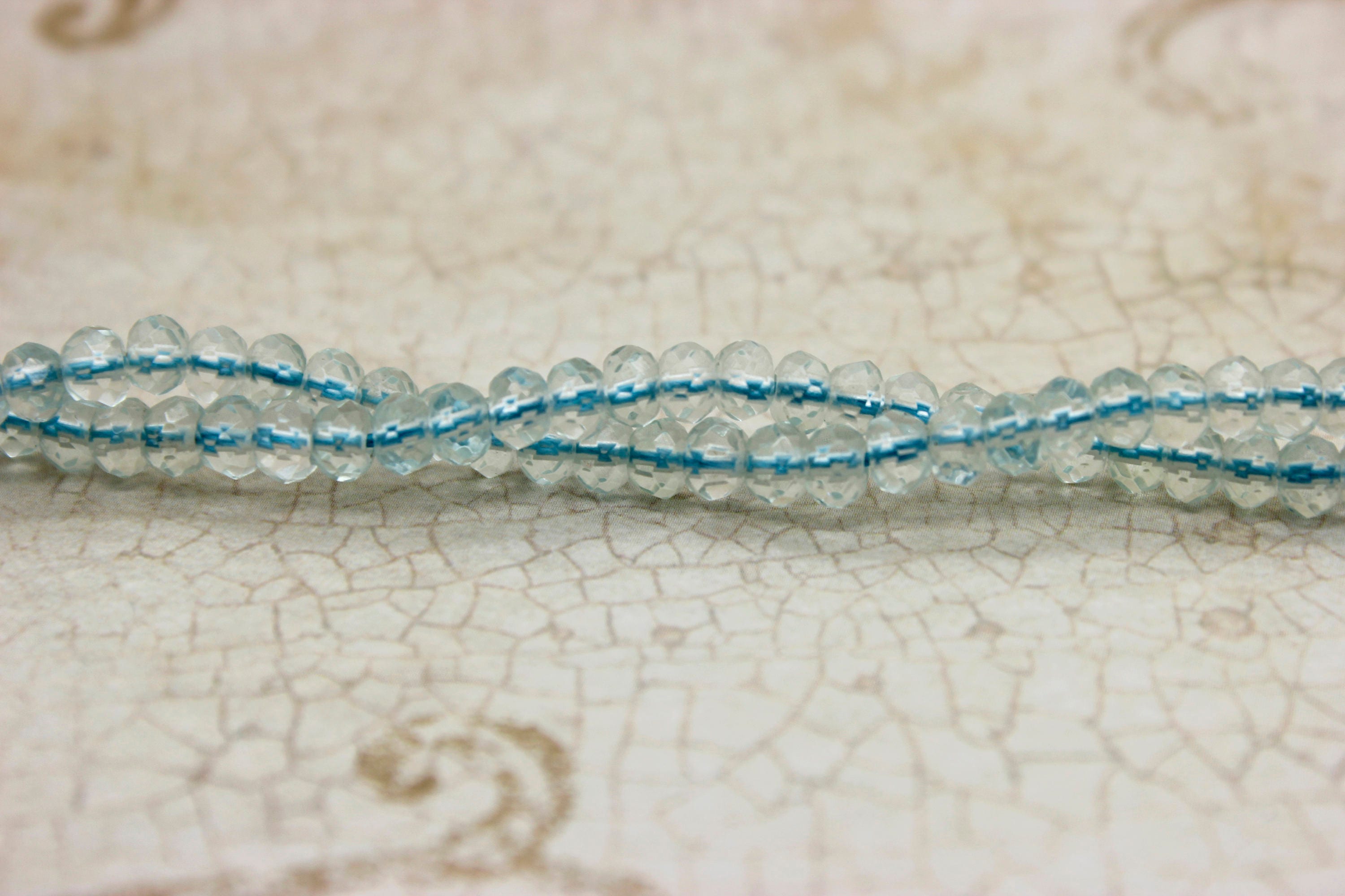 Aqua Aura Quartz Beads Natural Quartz Faceted Rondelle Loose