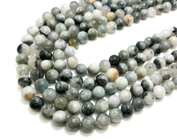 Natural Hawks Eye Eagle Eye Polished Smooth Round 8mm Gemstone Beads - PG45B