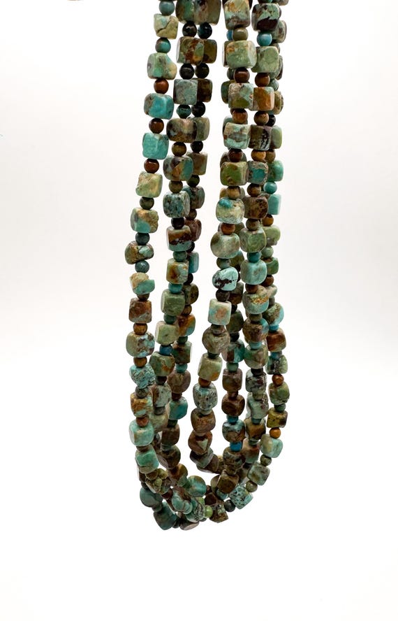 Natural Hubei Turquoise Cube Beads 4mm, Genuine Green Blue Rough Off-Cut Nuggets, Stone of Protection, Gemstone for Jewelry Making PGS365