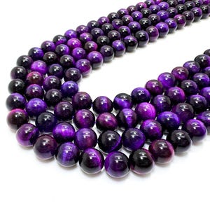 Purple Tiger Eye Round Beads, Smooth Polished Gemstone Beads, 4mm 6mm 8mm 10mm, for Jewelry Making - RN106