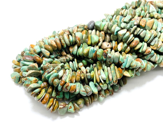 Genuine Turquoise Natural Green Turquoise from Arizona Kingman Chips Nugget Loose Gemstone Beads - PGS103