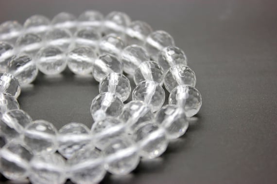 Natural Clear Quartz Transparent Faceted Round Ball Sphere Beads Gemstone (4mm 6mm 8mm 10mm) - PG39