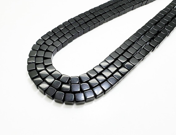 Natural Black Onyx Cube Beads 4mm | Polished Square Black Onyx Beads | 15.5" Strand | Protective Stone for Jewelry Making - PGS101