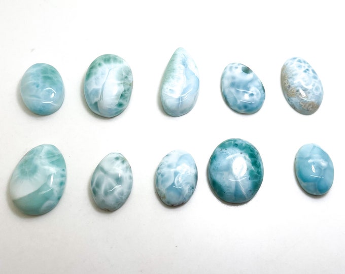 Natural Dominican Larimar Cabochons Rock Gemstone Round Small Oval Flat Rectangle Beads for Pendant Grade AAA - PGL01C