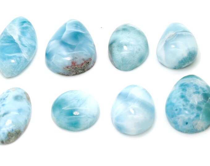 Natural Dominican Larimar Cabochon - Chips Rock Smooth Stone Gemstone Pear Tear Oval Round Beads for Ring Necklace Pendant Jewelry - PGL99