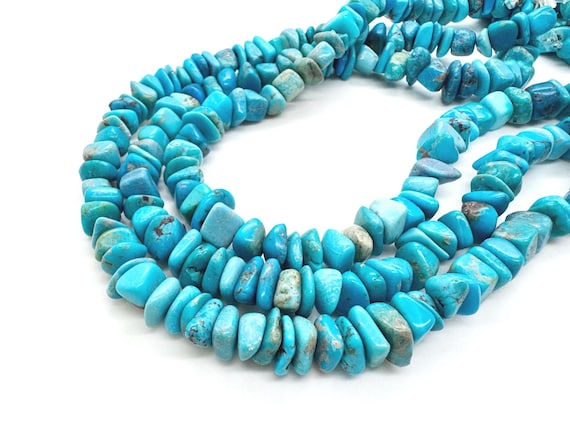 Natural Kingman Turquoise Tumbled Nugget Beads Genuine Arizona Sky Blue Gemstone Assorted Size High Grade Jewelry Supply PGS372-10