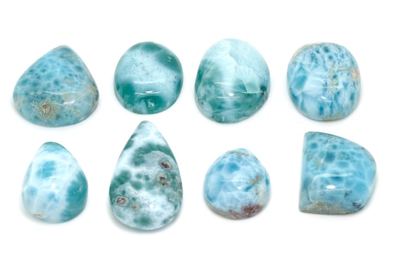 Natural Dominican Larimar Cabochon - Chips Rock Smooth Stone Gemstone Pear Tear Oval Round Beads for Ring Necklace Pendant Jewelry - PGL95