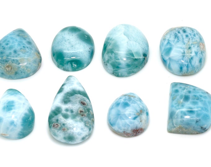 Natural Dominican Larimar Cabochon - Chips Rock Smooth Stone Gemstone Pear Tear Oval Round Beads for Ring Necklace Pendant Jewelry - PGL95