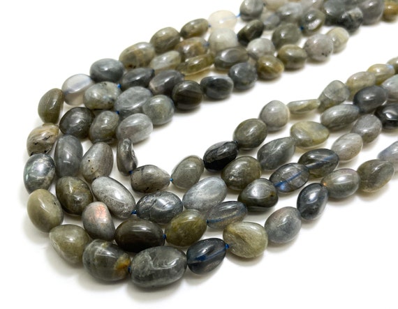 Gray Labradorite Pebbles Smooth Polished Nugget Rock Stone Gemstone Beas (Assorted Size) - PGS386