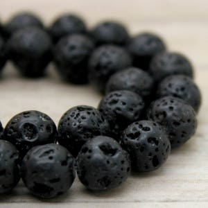 Lava Round Black Sphere Natural Gemstone Beads (4mm 6mm 8mm 10mm)