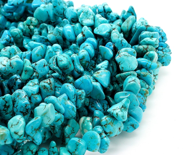 Blue Howlite Beads, Natural Howlite Smooth Rough Freeform Flat Nugget Loose Gemstone Beads (Assorted Size) - PGS215