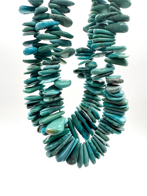 Arizona Kingman Turquoise Graduated Flat Teardrop Gemstone Beads Strand Natural Blue Untreated for Men Women Jewelry Supplies PGS370-4