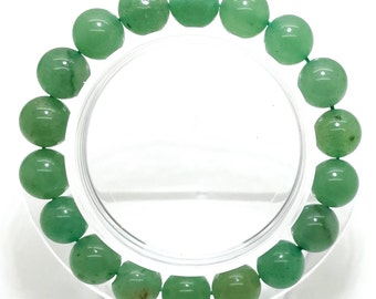 Natural Green Aventurine Smooth Round Sphere Gemstone Beads Stretch Elastic Cord Handmade Beaded Bracelet PGB85