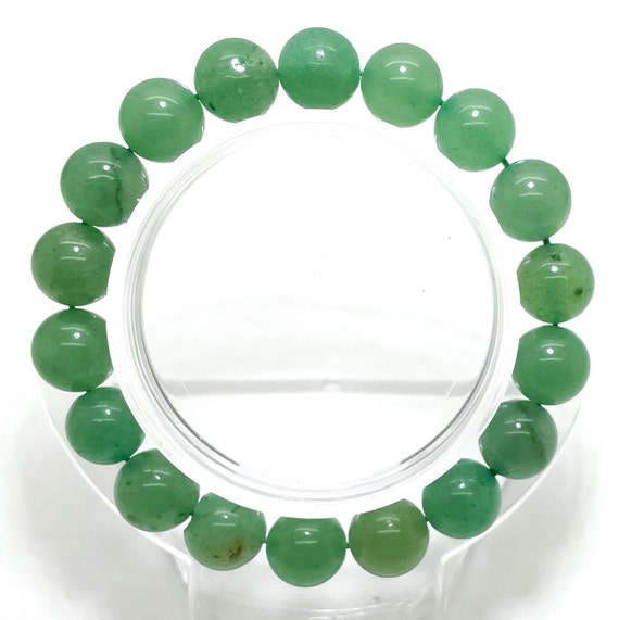 Natural Green Aventurine Smooth Round Sphere Gemstone Beads Stretch Elastic Cord Handmade Beaded Bracelet PGB85