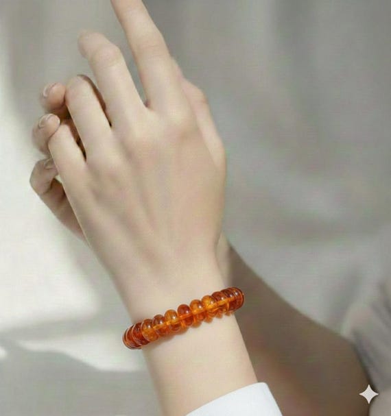 Orange Jade 10mm Rondelle Gemstone Beads Stretch Elastic Cord Handmade Beaded Bracelet Accessories - PGBRD05