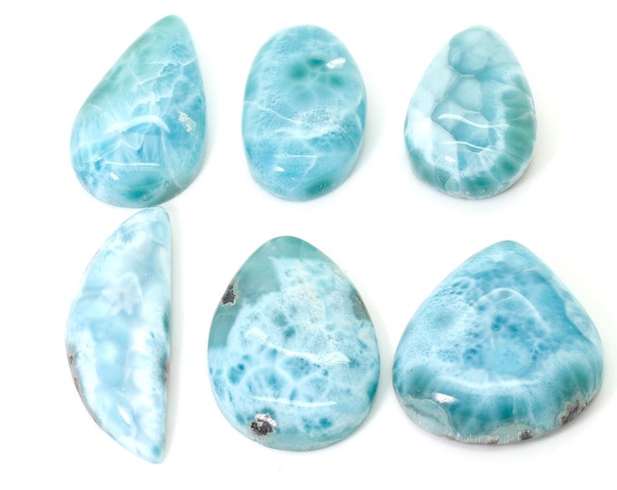 Natural Dominican Larimar Cabochon - Chips Rock Stone Gemstone Tear Oval Shape Beads for Ring Necklace Pendant Jewelry - PGL83