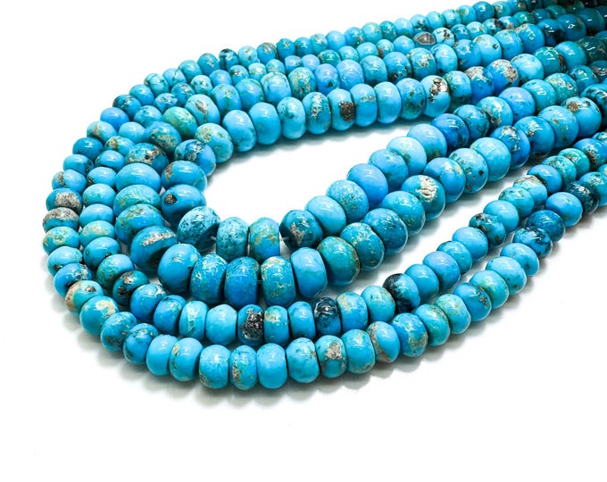 Kingman Turquoise Beads: Arizona Blue Rondelle Gemstone Strand
