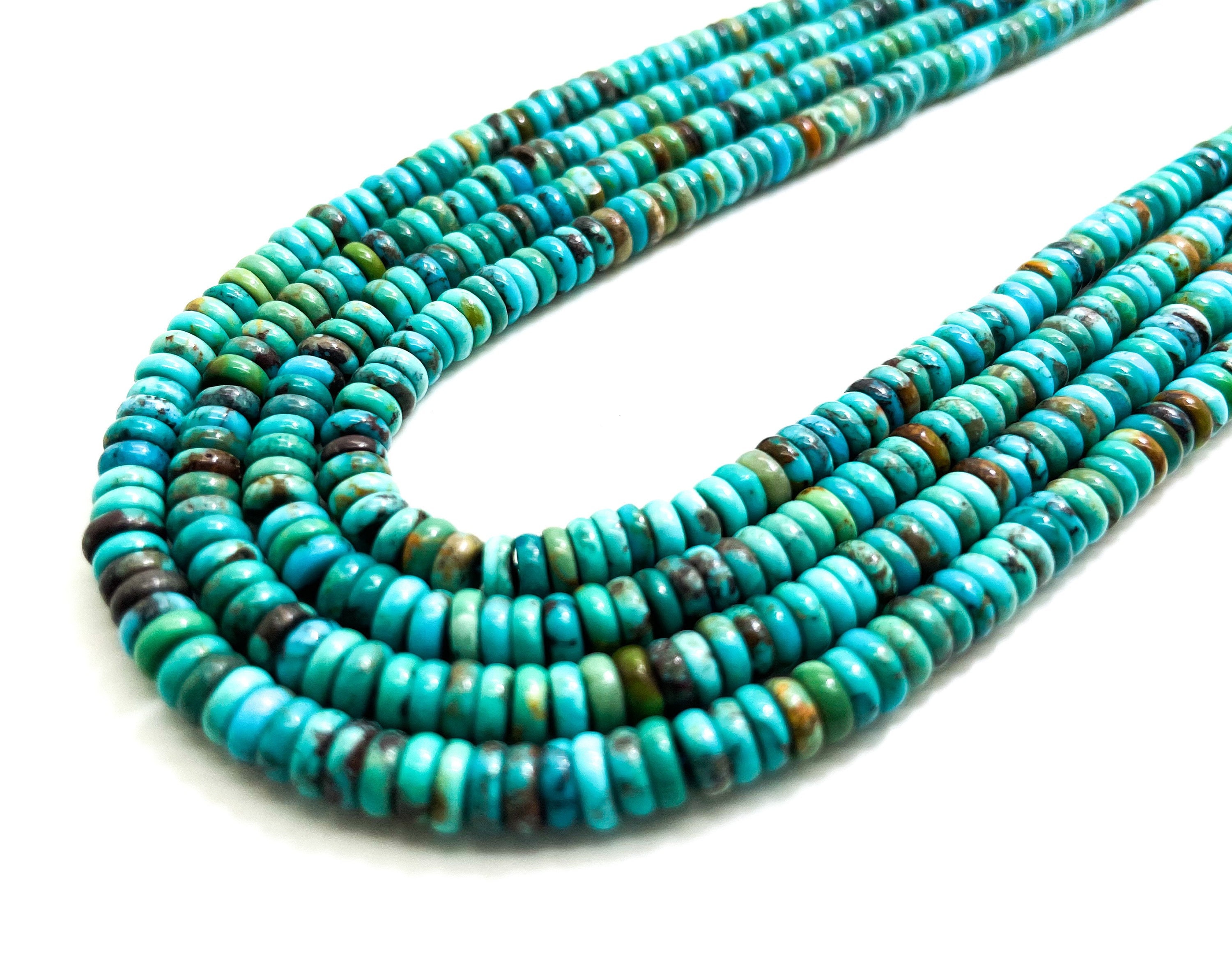 JOE FOREMAN Turquoise Beads for Jewelry Making Gemstone Semi Precious 3x6mm  Rondelle Blue 15