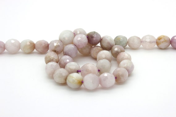 Kunzite, Natural Kunzite Faceted Round Ball Sphere Loose Gemstone Beads - RNF62