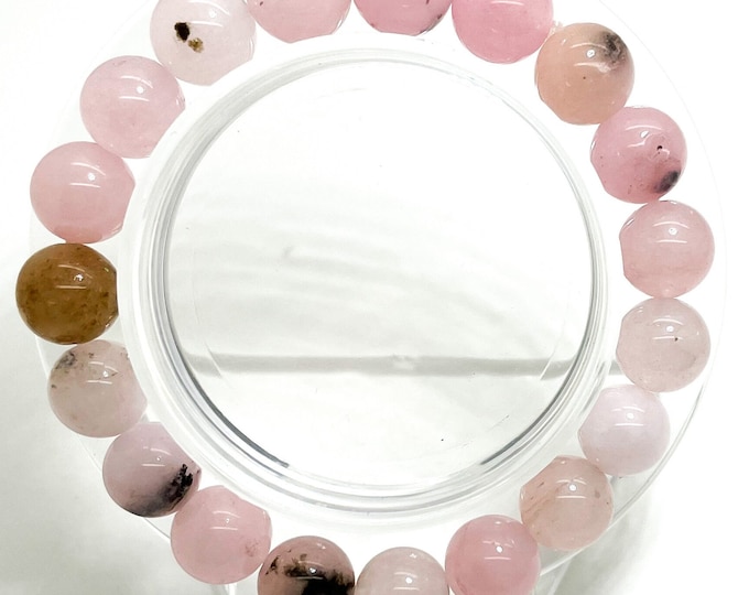 Pink Fire Cherry Quartz 8mm 10mm Natural Gemstone Beads Stretch Handmade Beaded Bracelet - PGB16