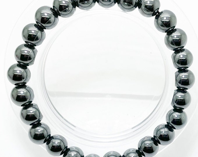 Hematite Chakra Attraction Bead Elastic Cord Handmade Beaded Bracelet for Men & Women Bracelet - PGB133
