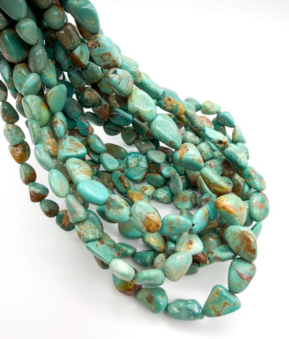 Untreated Natural Turquoise Beads Freeform Nugget 8-10mm Blue Green Brown Matrix Gemstone Beads 15.5" Strand Jewelry Making WHTQ23