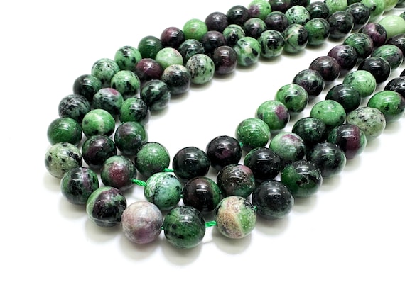 Ruby Zoisite Beads, Natural Green Ruby Zoisite Polished Smooth Round Gemstone Beads (4mm, 6mm, 8mm, 10mm)