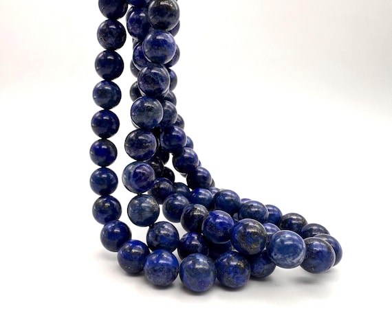 Natural Navy Blue Lapis Gemstone Beads, Lazuli Lapis Smooth Polished Round Beads Gemstone for Jewelry Making - PG05