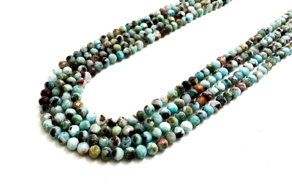 Natural Blue Larimar Faceted Round 3mm Gemstone Beads - RNF21