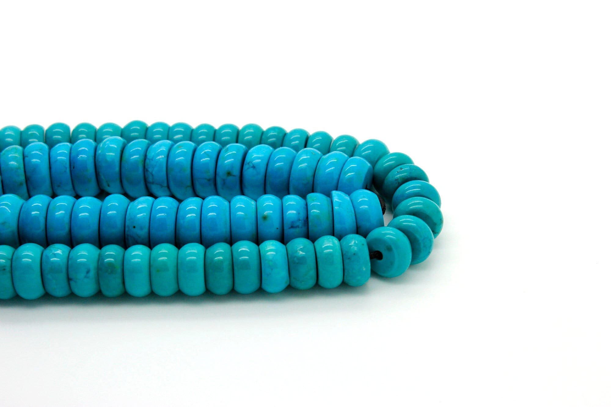 Genuine Natural Arizona Blue Turquoise Polished Rondelle Gemstone Beads  PGS368