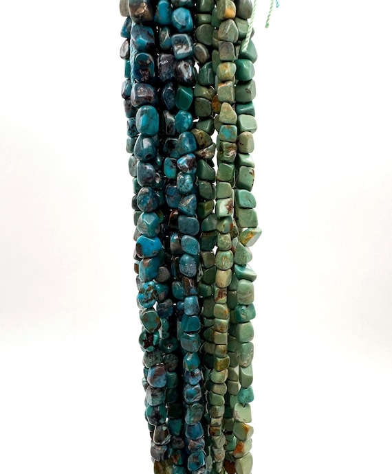 Natural Hubei Untreated Turquoise Nugget Beads 5mm, Blue or Green Turquoise Gemstone Beads, Genuine Organic Beads, Jewelry Making PGS424