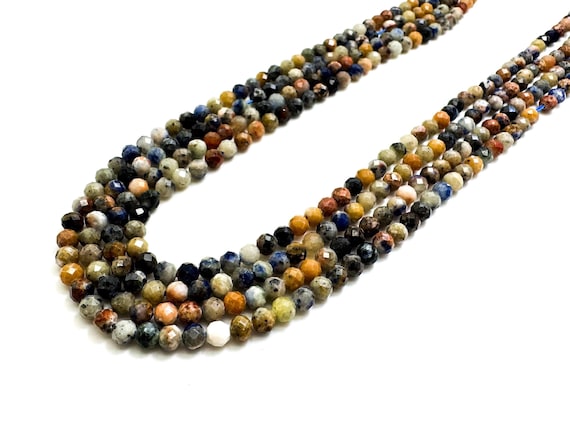 Natural Brown Pietersite Sodalite Jasper Agate Moonstone Faceted Round 4mm Gemstone Beads - RNF21