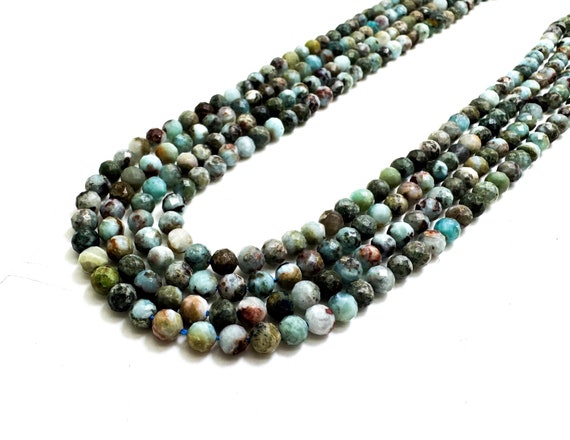 Natural Grade AB Blue Larimar Faceted Round 4mm Gemstone Beads - RNF21