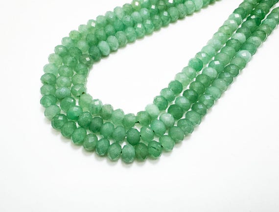 Green Aventurine Faceted Rondelle Beads 6x8mm | Natural Green Gemstone Beads | 14.5” Strand | Jewelry Making Supplies - RDF04