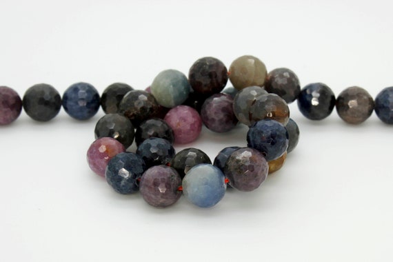 High Quality Natural Ruby & Sapphire Grade AAA Mixed Faceted Round Ball Sphere Natural Gemstone Beads Loose Bead - RNF27
