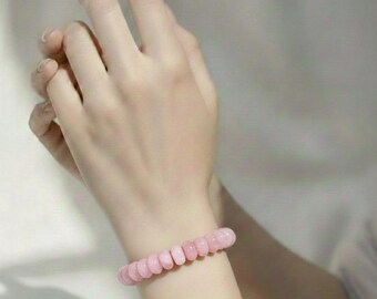Handmade Rose Quartz Bracelet: 8mm Rondelle Gemstone Beads