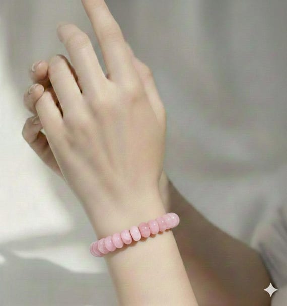 Handmade Rose Quartz Bracelet: 8mm Rondelle Gemstone Beads