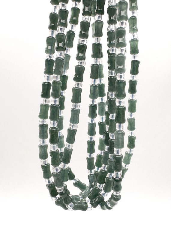 AAA Guatemala Jade Carved Bone Beads 4x6mm, Genuine Green Jadeite Hourglass Barrels, Natural Grade AAA Mayan Jade, Jewelry Making PGS323I