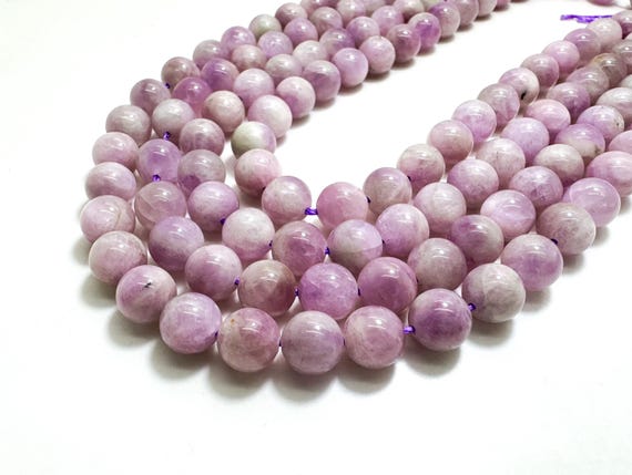 Kunzite Beads, Natural Purple Kunzite Smooth Polished Round Gemstone Beads (9mm 11mm 13mm 14mm) - PG25