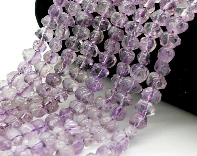Natural Amethyst Transparent Purple Smooth Nugget Chips Loose Gemstone Beads - PGP15