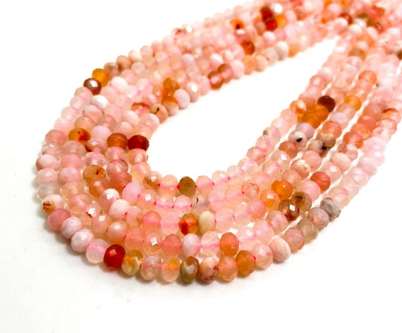 Natural Cherry Fire Quartz Faceted Rondelle 4mm x 5mm Gemstone Beads - RDF33