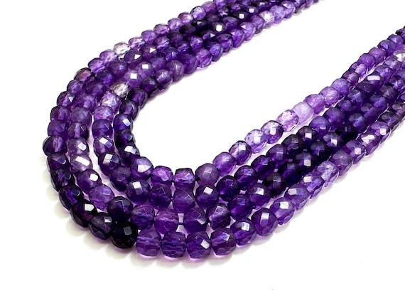 Natural Faceted Cube AAA Amethyst Beads - Genuine Purple Gemstone for Jewelry Making Size 5mm- PGS262