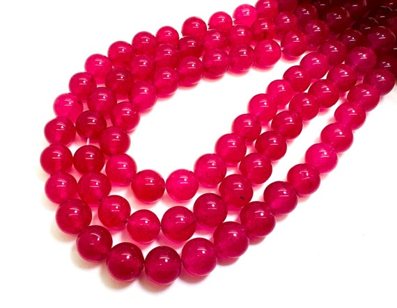 Red Jade Smooth Polished Round 8mm Gemstone Jewelry Making Beads - RN198G