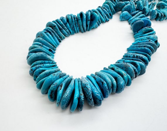 Hubei Turquoise Teardrop Beads Natural Sky Blue Graduated Flat Back Pear Beads 10mm to 26mm Premium Focal Gemstone Strand - PGS370W1ATQ17