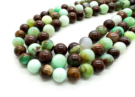 Natural Green Chrysoprase Polished Smooth Round Sphere Ball Gemstone Beads- RN103