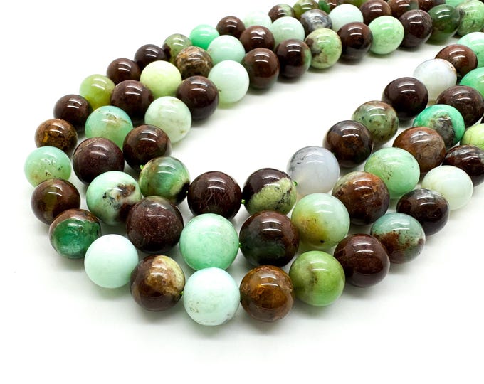 Natural Green Chrysoprase Polished Smooth Round Sphere Ball Gemstone Beads- RN103