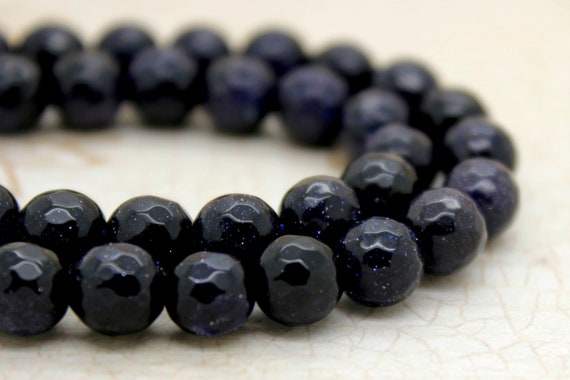 Blue SandStone Sand Stone Faceted Round Ball Sphere Beads (4mm 6mm 8mm 10mm 12mm) - RNF04