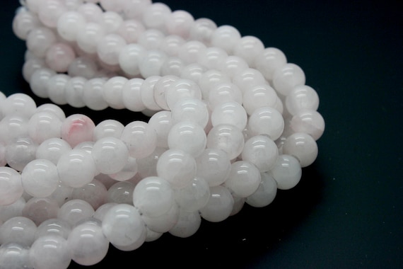 Pink Rose Quartz Smooth Polished Round Natural Gemstone 12mm Beads (8" strand - 2.5 mm hole) -8RN07