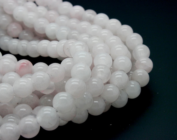Pink Rose Quartz Smooth Polished Round Natural Gemstone 12mm Beads (8" strand - 2.5 mm hole) -8RN07